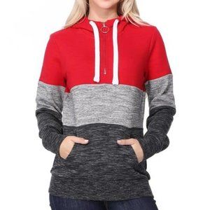 NWT Women's Color Block Pullover Hoodie in Red